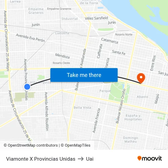 Viamonte X Provincias Unidas to Uai map