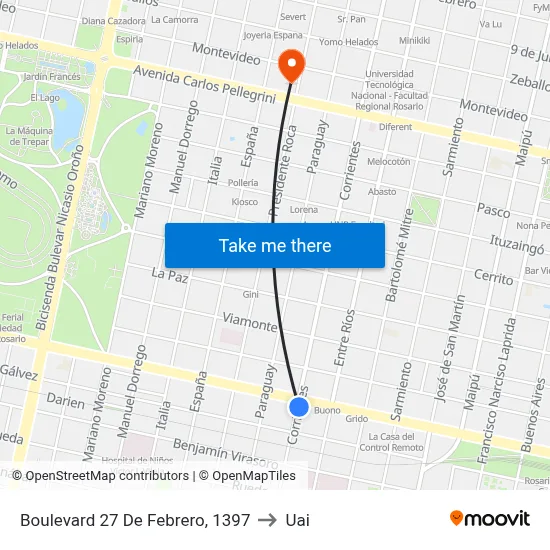 Boulevard 27 De Febrero, 1397 to Uai map