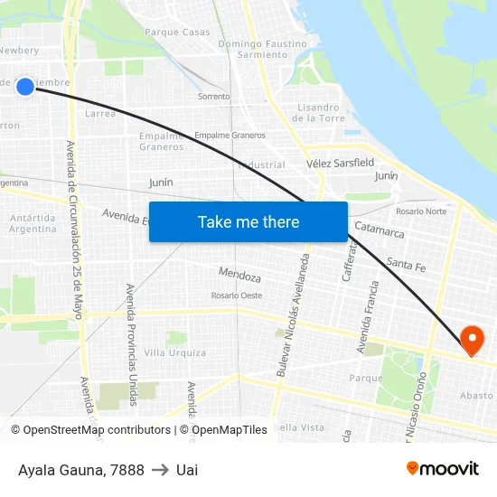 Ayala Gauna, 7888 to Uai map