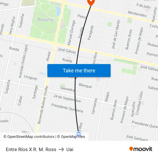 Entre Ríos X R. M. Ross to Uai map