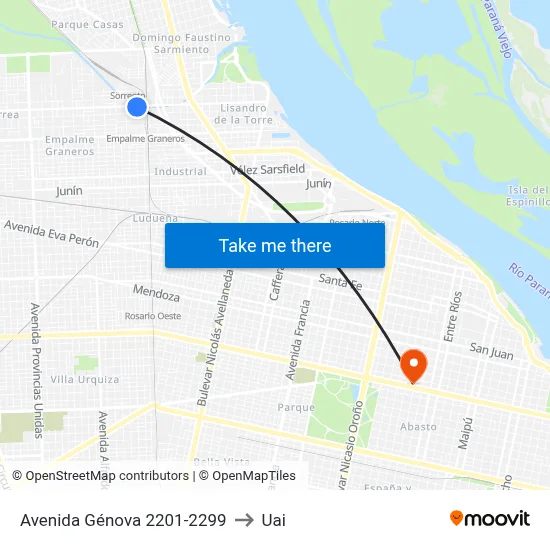 Avenida Génova 2201-2299 to Uai map