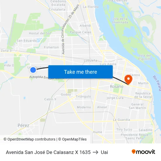 Avenida San José De Calasanz X 1635 to Uai map