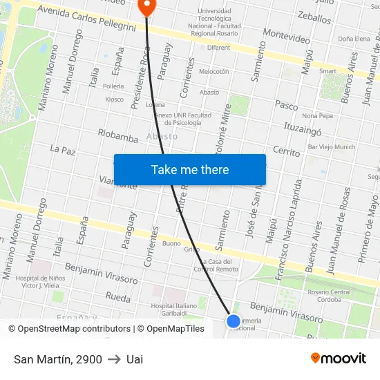 San Martín, 2900 to Uai map