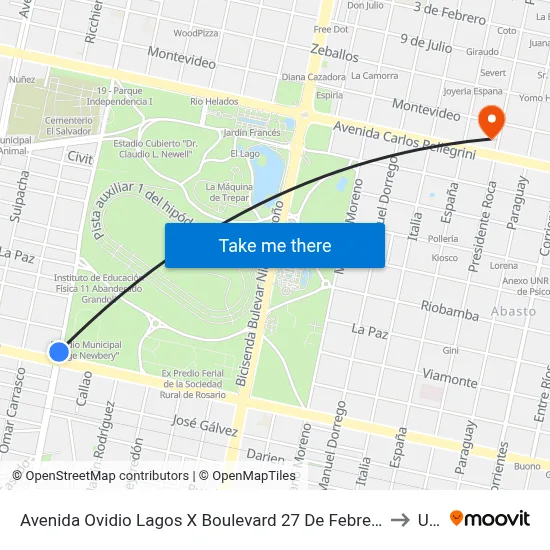 Avenida Ovidio Lagos X Boulevard 27 De Febrero to Uai map