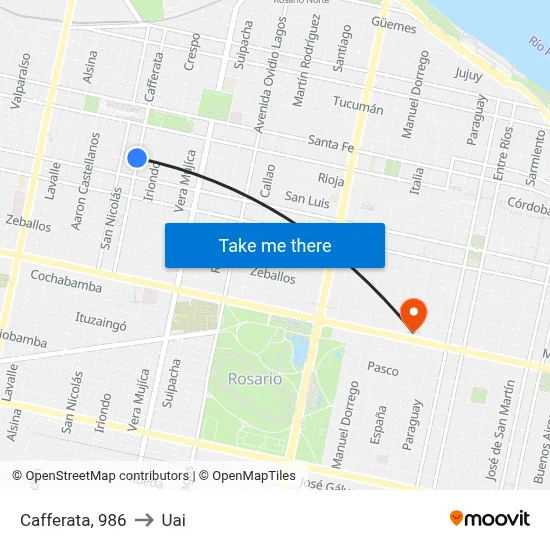 Cafferata, 986 to Uai map