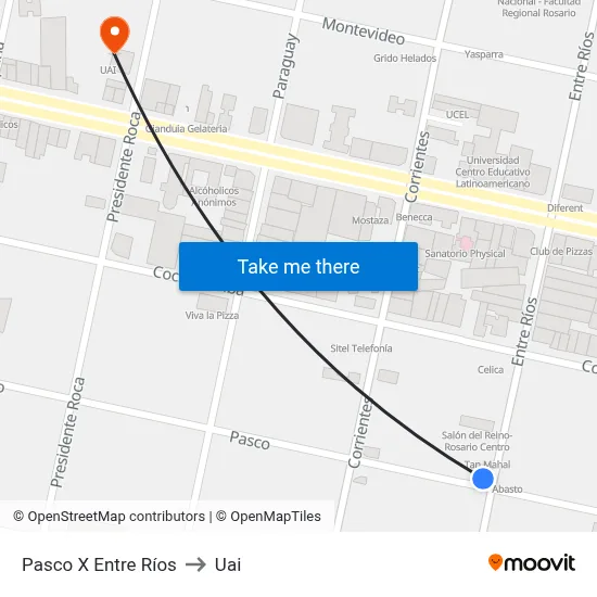 Pasco X Entre Ríos to Uai map