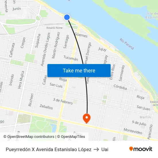 Pueyrredón X Avenida Estanislao López to Uai map