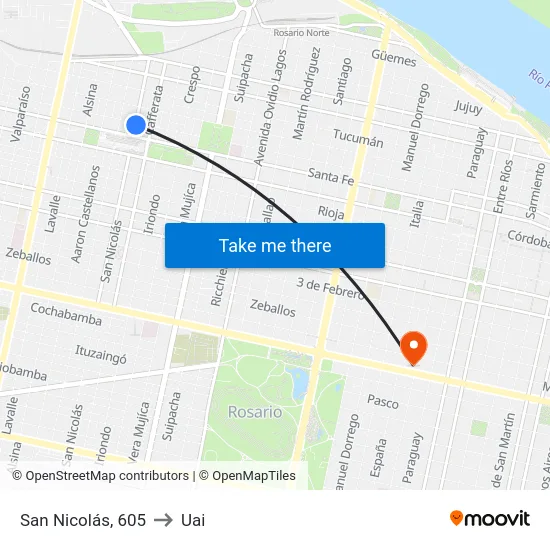 San Nicolás, 605 to Uai map