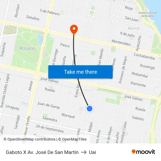 Gaboto X Av. José De San Martín to Uai map