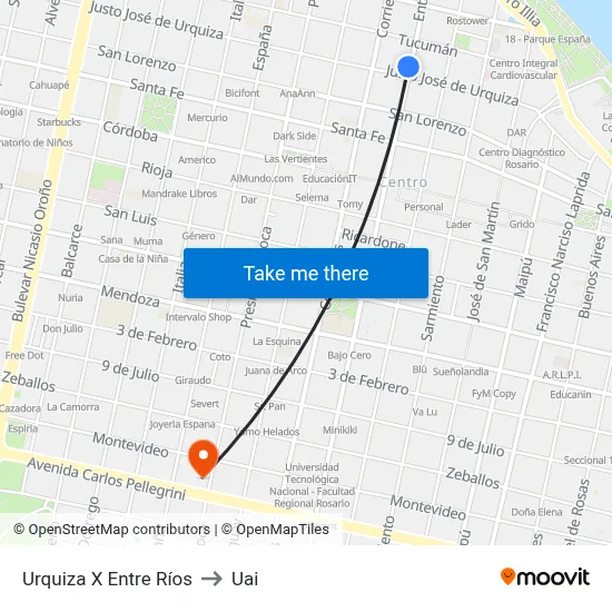 Urquiza X Entre Ríos to Uai map