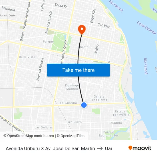 Avenida Uriburu X Av. José De San Martín to Uai map