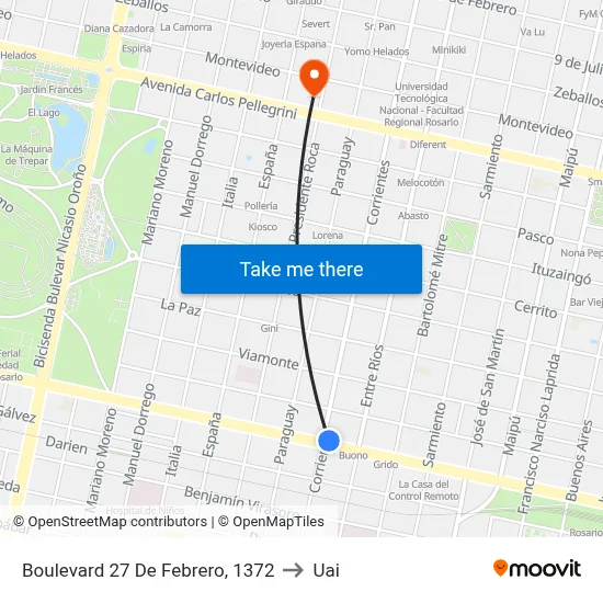 Boulevard 27 De Febrero, 1372 to Uai map