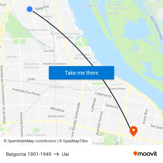 Baigorria 1901-1949 to Uai map