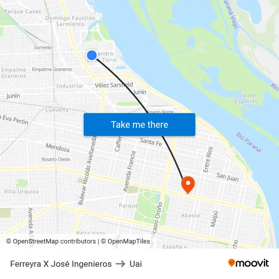 Ferreyra X José Ingenieros to Uai map