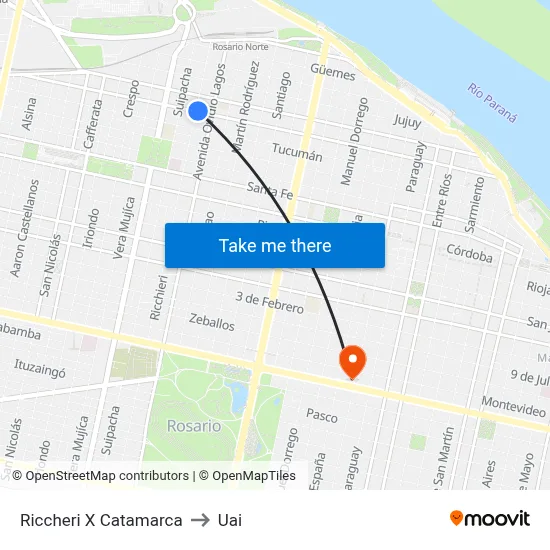Riccheri X Catamarca to Uai map