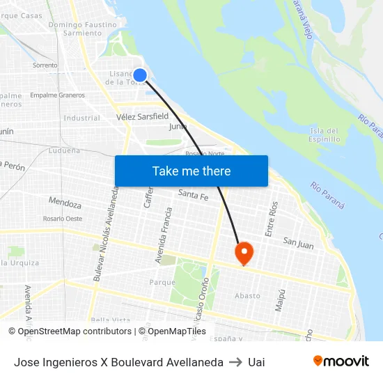 Jose Ingenieros X Boulevard Avellaneda to Uai map