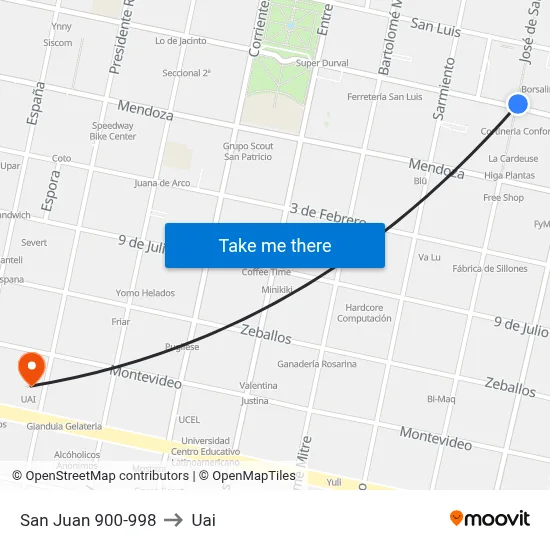 San Juan 900-998 to Uai map