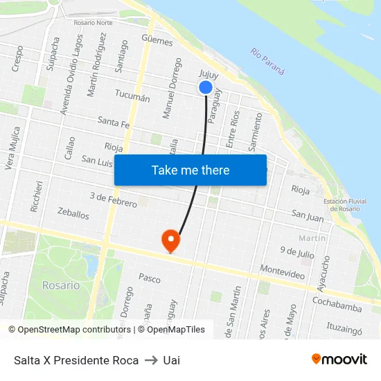 Salta X Presidente Roca to Uai map