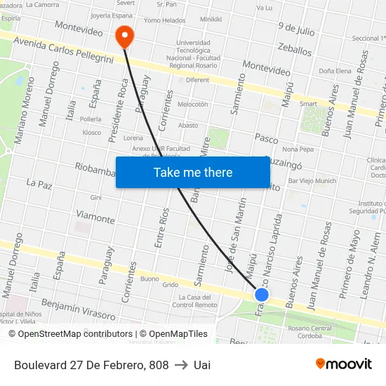 Boulevard 27 De Febrero, 808 to Uai map