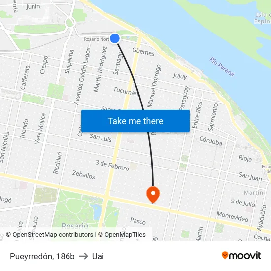 Pueyrredón, 186b to Uai map