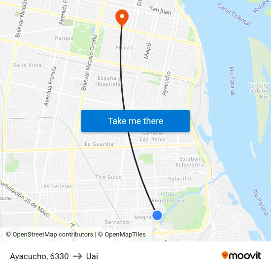 Ayacucho, 6330 to Uai map