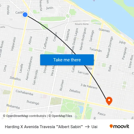 Harding X Avenida Travesía "Albert Sabin" to Uai map