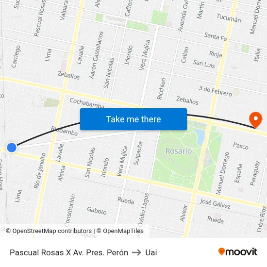 Pascual Rosas X Av. Pres. Perón to Uai map