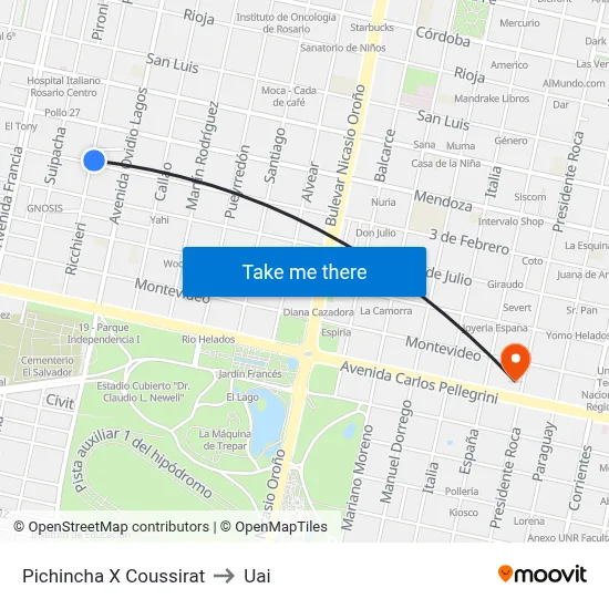 Pichincha X Coussirat to Uai map