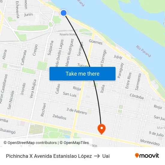 Pichincha X Avenida Estanislao López to Uai map