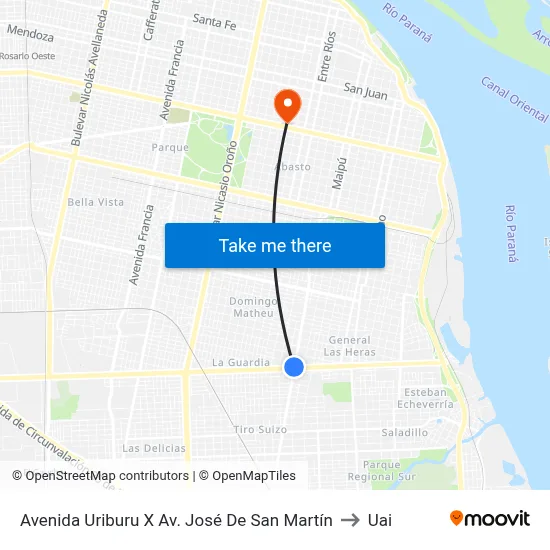 Avenida Uriburu X Av. José De San Martín to Uai map