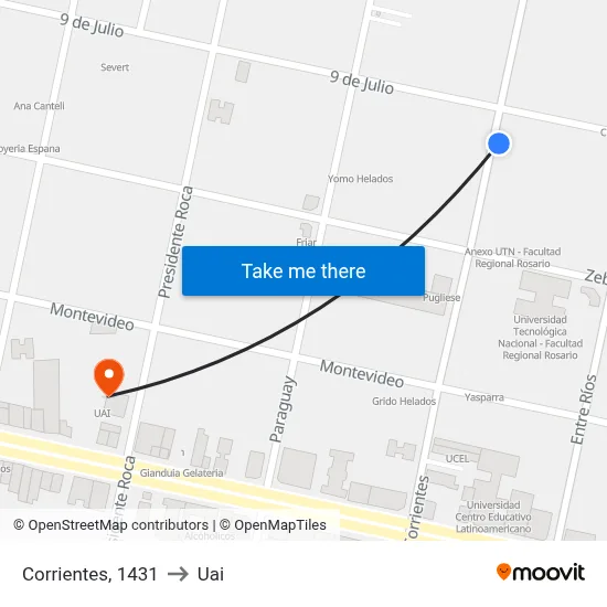Corrientes, 1431 to Uai map