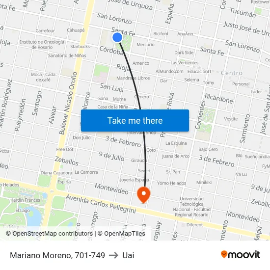 Mariano Moreno, 701-749 to Uai map