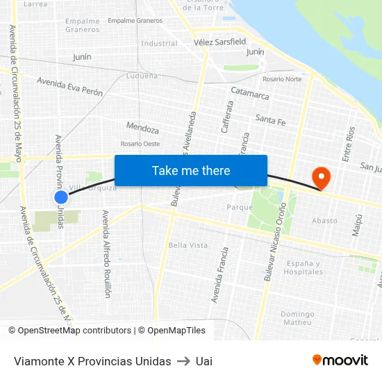 Viamonte X Provincias Unidas to Uai map