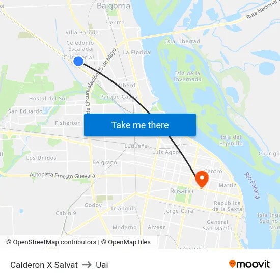 Calderon X Salvat to Uai map