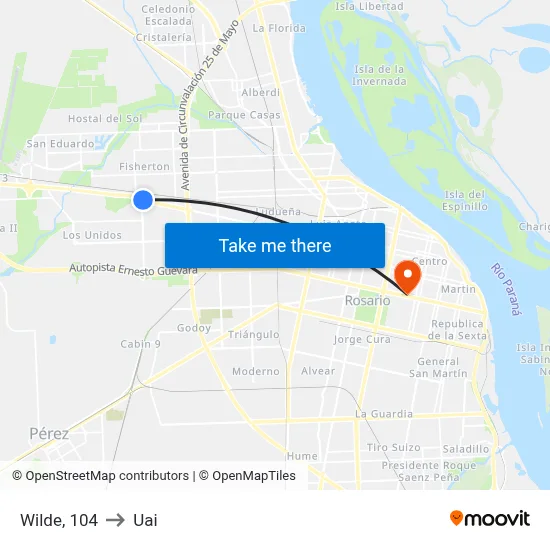 Wilde, 104 to Uai map