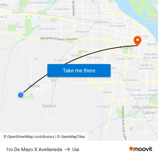 1ro De Mayo X Avellaneda to Uai map
