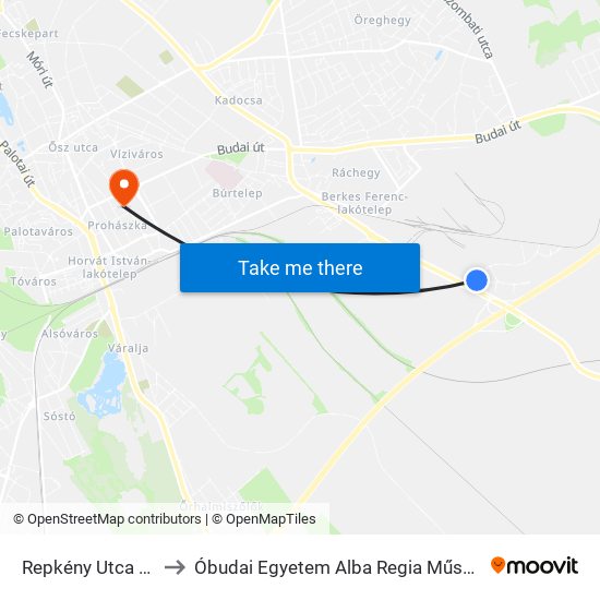Repkény Utca / Seregélyesi Út to Óbudai Egyetem Alba Regia Műszaki Kar Geoinformatikai Intézet map
