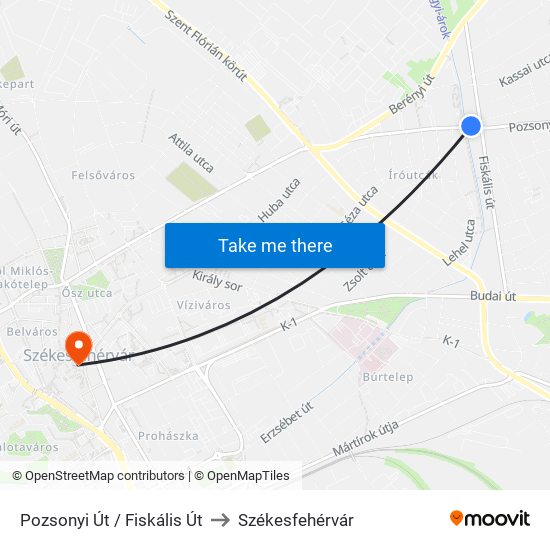 Pozsonyi Út / Fiskális Út to Székesfehérvár map