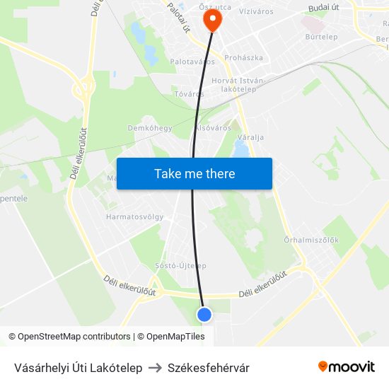 Vásárhelyi Úti Lakótelep to Székesfehérvár map