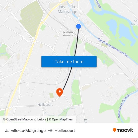 Jarville-La-Malgrange to Heillecourt map