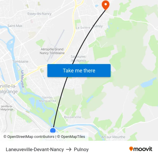 Laneuveville-Devant-Nancy to Pulnoy map