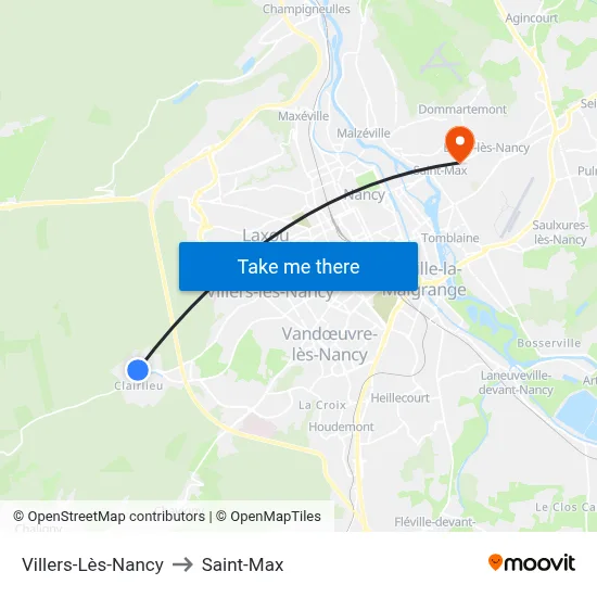 Villers-Lès-Nancy to Saint-Max map
