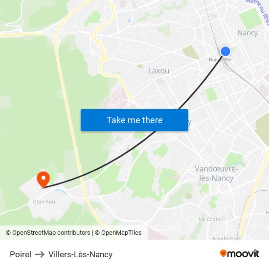 Poirel to Villers-Lès-Nancy map