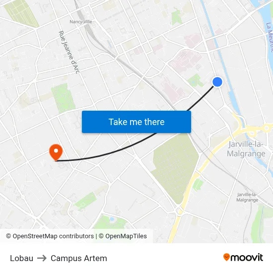 Lobau to Campus Artem map