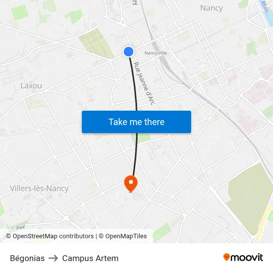 Bégonias to Campus Artem map