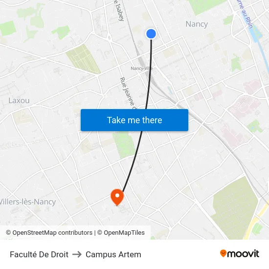Faculté De Droit to Campus Artem map