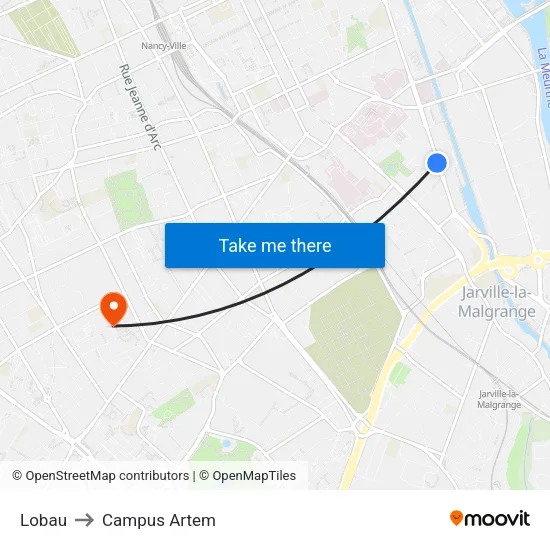 Lobau to Campus Artem map