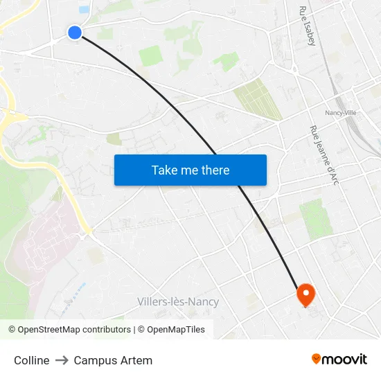 Colline to Campus Artem map