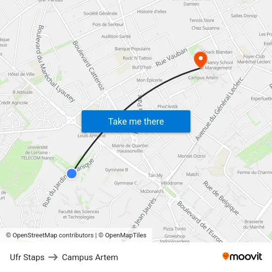 Ufr Staps to Campus Artem map