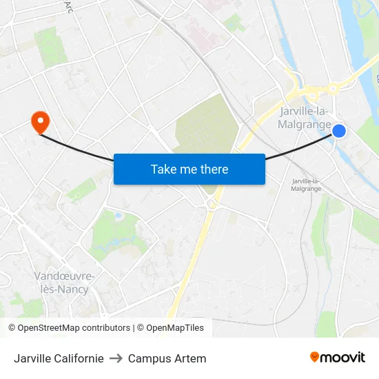 Jarville Californie to Campus Artem map